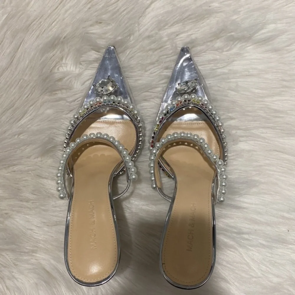 Mach & Mach‎ Diamond of Elizabeth Imitation Pearl pointed toe Mule size 39.5